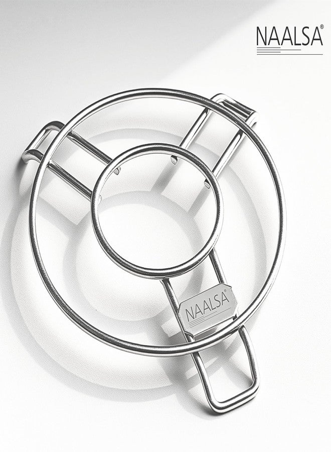 NAALSA - Mars 3pc Set Stainless Steel Round Trivet, Hot Pot Stand, Heavy Duty Steel Trivet for Hot Utensils, 4mm Rod Table Top Ring, Hot Pot Mat Stand for Kitchen Utensil Vessel Holder (Pack of 3) - Image 2